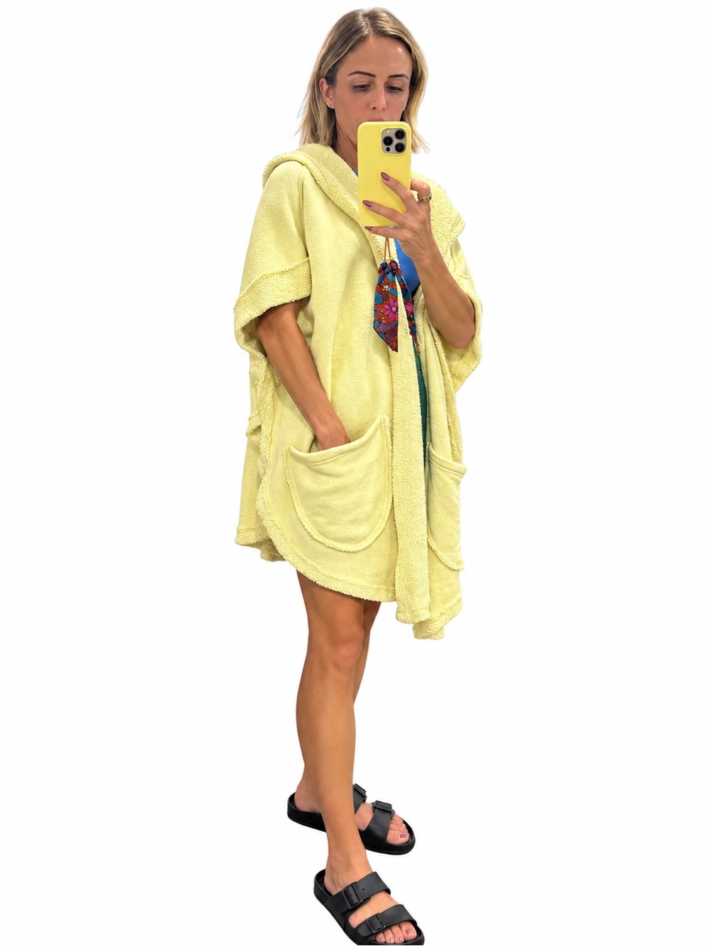 Free people We the Free Yellow Hooded Terry Cover-Up Poncho
